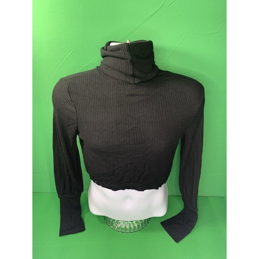 JOAH BROWN ( One Size) Black Stretch Knit Fitted Long Sleeve TURTLENECK SHIRT